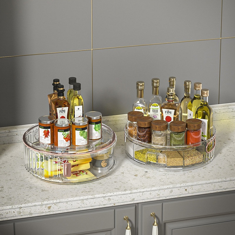 可旋转双层调料架调味品收纳盒