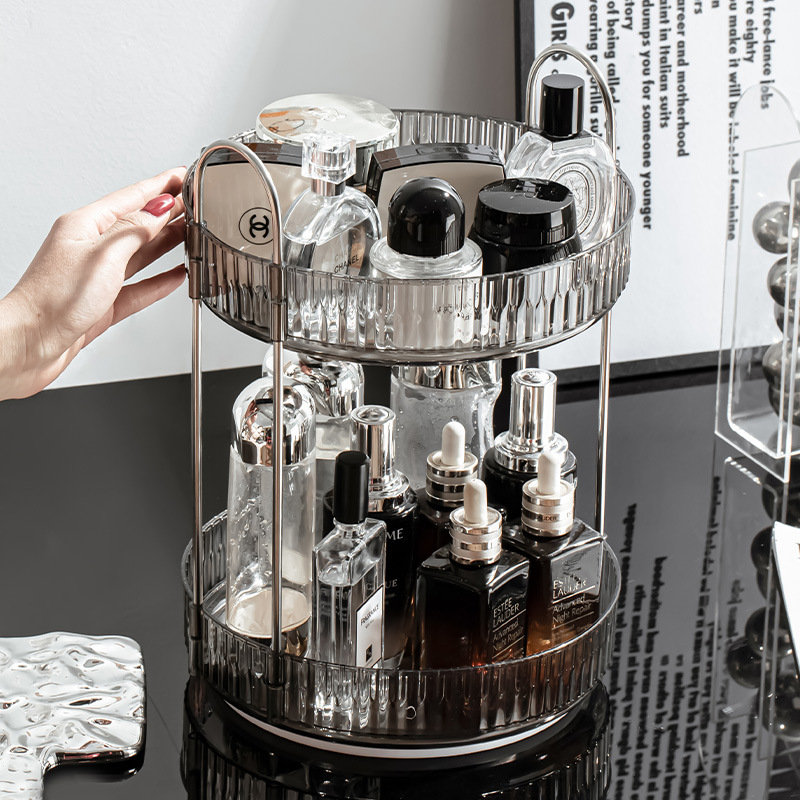 轻奢多功能旋转台面化妆品收纳盒